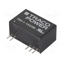 1 pcs x TRACO POWER - TRV 1-1523M - Converter: DC/DC, 1W, Uin: 12÷18V, Uout: 15VDC, Uout2: -15VDC, SIP9