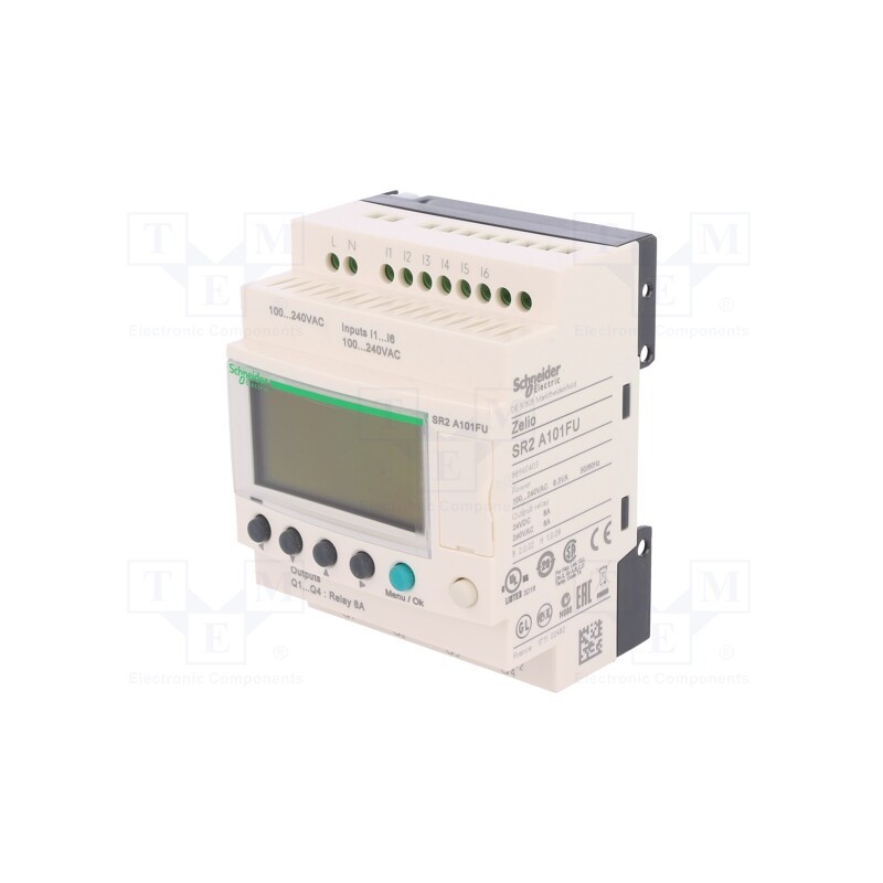 1 pcs x SCHNEIDER ELECTRIC - SR2A101FU - Programmable relay, IN: 6, Analog in: 0, OUT: 4, OUT 1: relay, IP20
