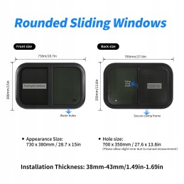 Sliding window rv l700 h350mm resistant