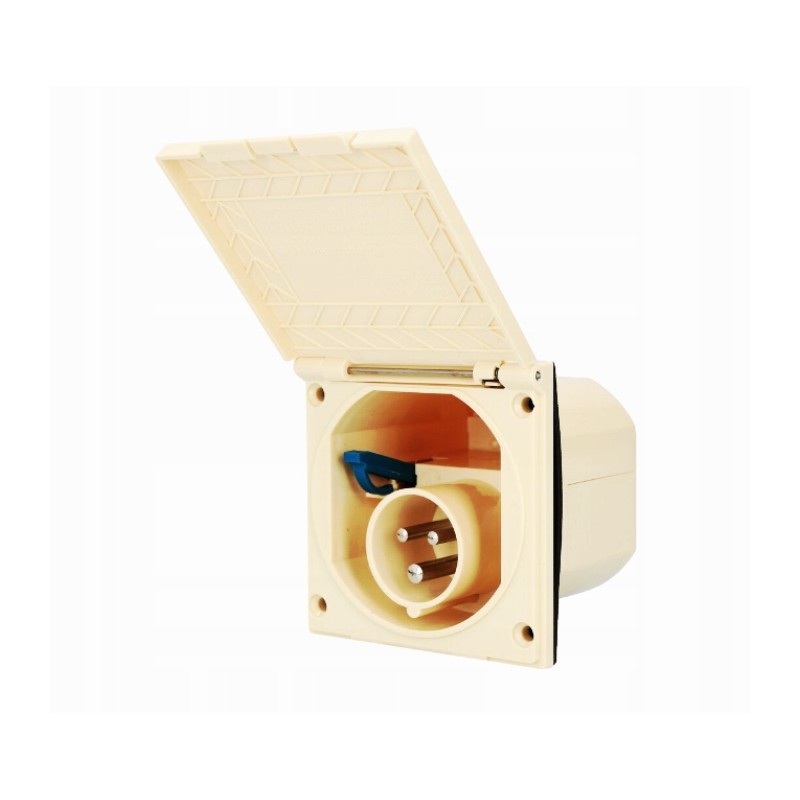 Cee 16a recessed power socket, cream