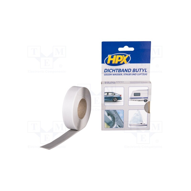 1 rol x HPX - BU2003 - Tape: sealing, W: 20mm, L: 3m, Thk: 2000um, grey, butyl, max.90°C
