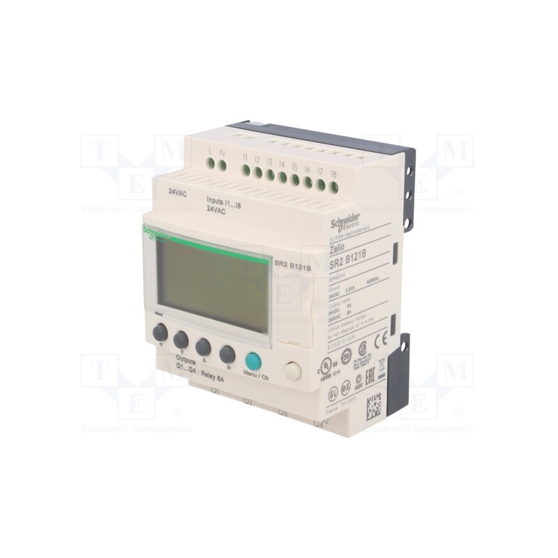 1 pcs x SCHNEIDER ELECTRIC - SR2B121B - Programmable relay, IN: 8, Analog in: 0, OUT: 4, OUT 1: relay, IP20