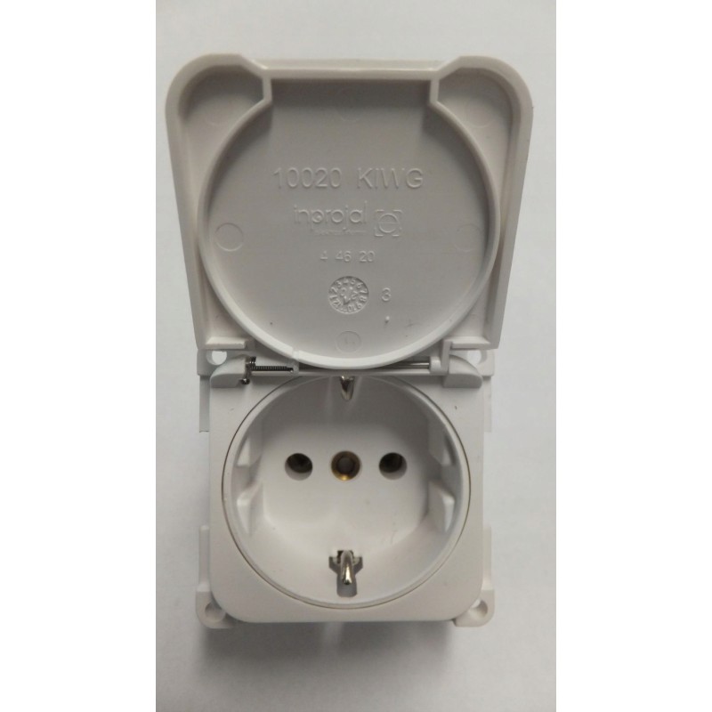 Schuko socket 250v 10 16a with flap, white fawo w