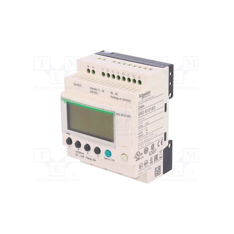 1 pcs x SCHNEIDER ELECTRIC - SR2B121BD - Programmable relay, IN: 8, Analog in: 4, OUT: 4, OUT 1: relay, IP20