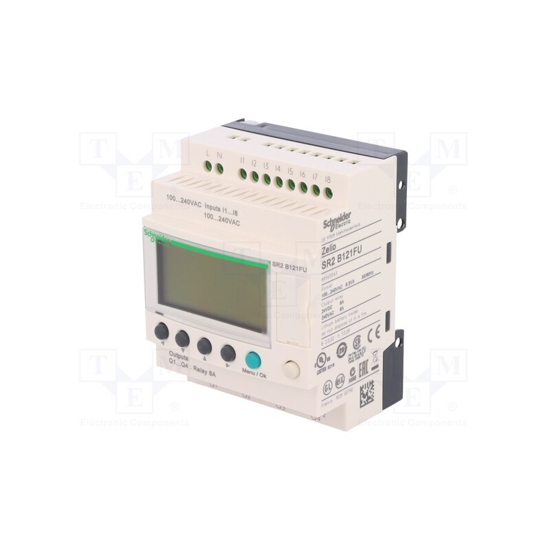 1 pcs x SCHNEIDER ELECTRIC - SR2B121FU - Programmable relay, IN: 8, Analog in: 0, OUT: 4, OUT 1: relay, IP20