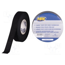 1 rol x HPX - LI1925 - Tape: textile, W: 19mm, L: 25m, Thk: 0.18mm, rubber, black, max.105°C