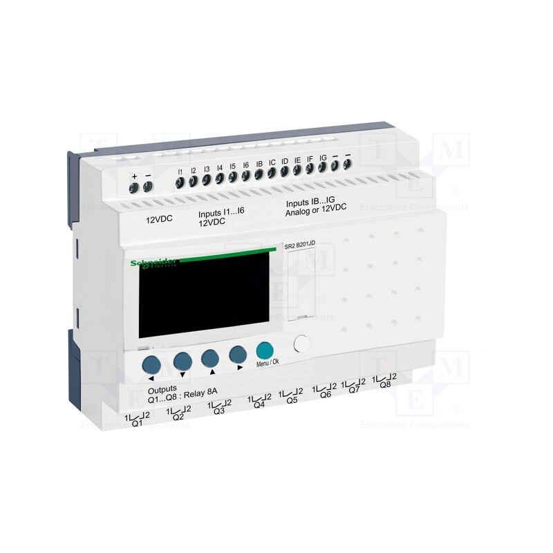 1 pcs x SCHNEIDER ELECTRIC - SR2B201JD - Programmable relay, IN: 12, Analog in: 6, OUT: 8, OUT 1: relay, IP20