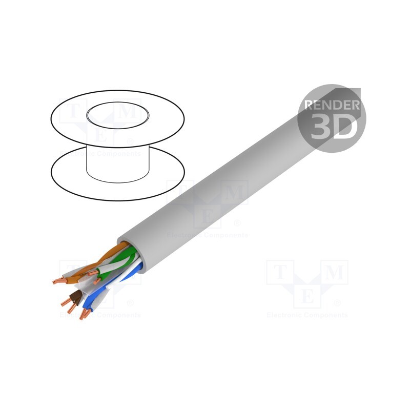 1 rol x LOGILINK - CQ2305U - Wire, U/UTP, 6, solid, Cu, LSZH, grey, 305m, Øcable: 6mm