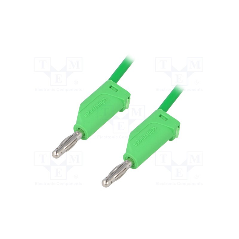 1 pcs x SCHu00dcTZINGER - MFK 15 / 1 / 50 / GN - Test lead, 70VDC, 33VAC, 16A, banana plug 4mm,both sides, green