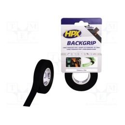 1 rol x HPX - BG1605 - Tape: textile, W: 16mm, L: 5m, Thk: 1250um, black, max.100°C