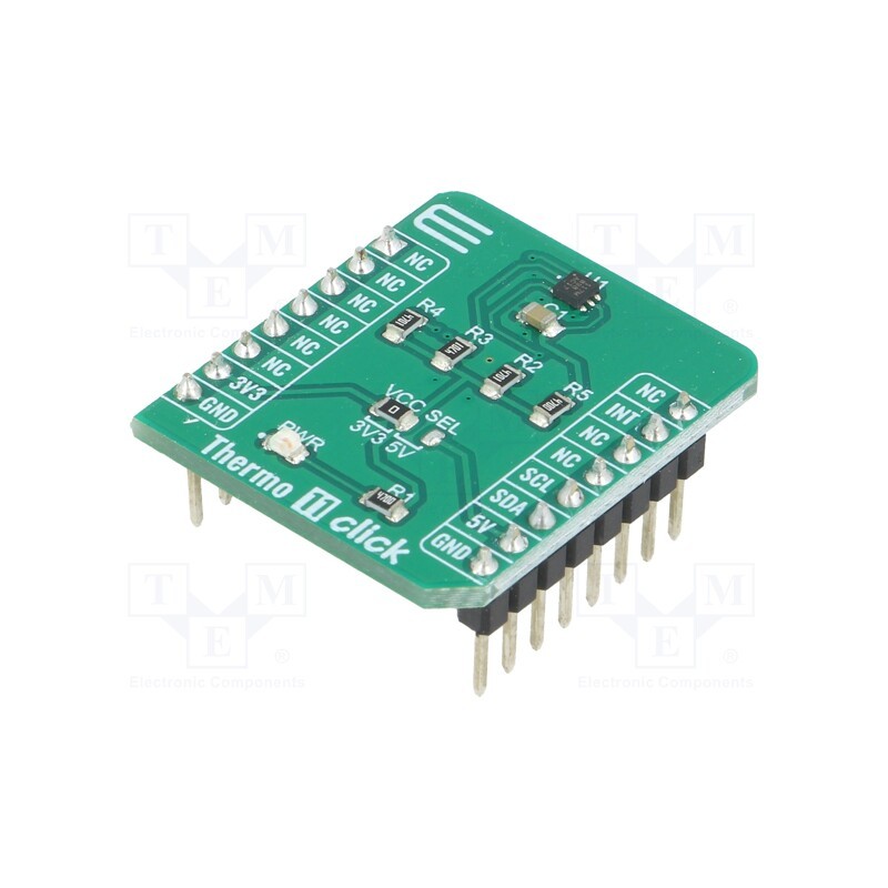 1 pcs x MIKROE - THERMO 11 CLICK - Click board, temperature sensor, I2C, TMP117MAIDRVR, 3.3VDC,5VDC