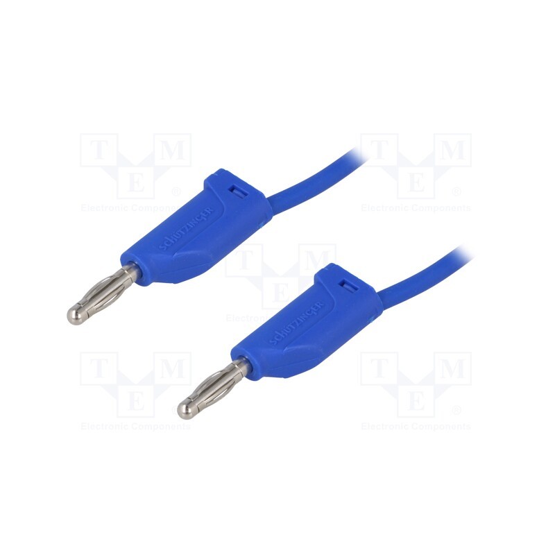 1 pcs x SCHu00dcTZINGER - MFK 15 / 1 / 50 / BL - Test lead, 70VDC, 33VAC, 16A, banana plug 4mm,both sides, blue