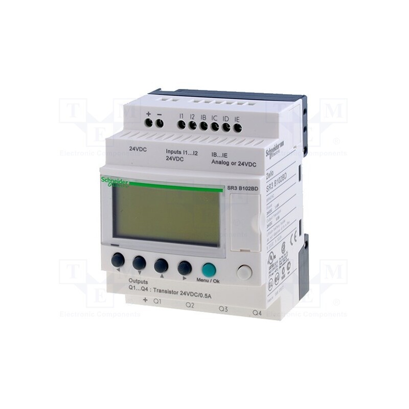 1 pcs x SCHNEIDER ELECTRIC - SR3B102BD - Programmable relay, IN: 6, Analog in: 4, OUT: 4, OUT 1: transistor