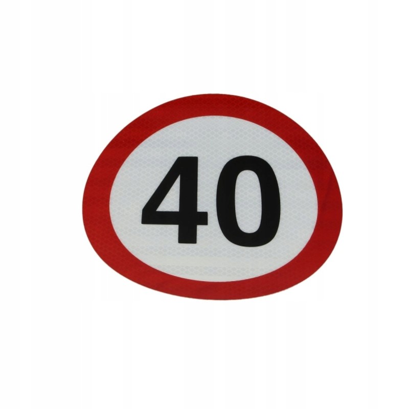 The speed 40km h sr 20 cm sticker was reflective