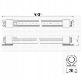 Swivel LED lamp 36 SMD with switch 58 cm 12v 24v