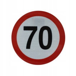 The speed 70km h sr 20 cm sticker was reflective
