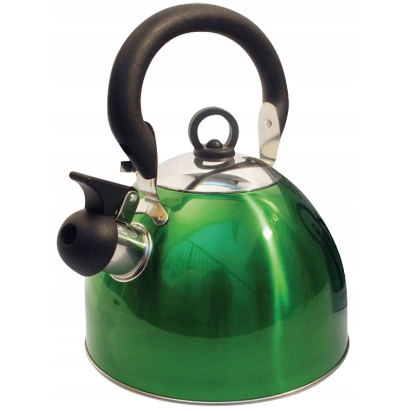 Green tourist kettle with whistle 2 5 l