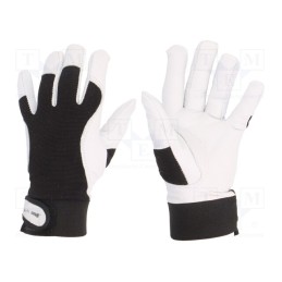 1 set x LAHTI PRO - L270808K - Protective gloves, Size: 8, black, natural leather