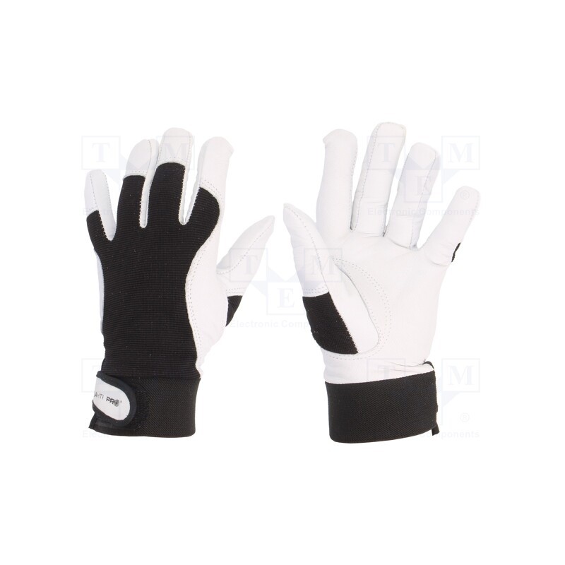 1 set x LAHTI PRO - L270808K - Protective gloves, Size: 8, black, natural leather