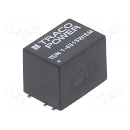 1 pcs x TRACO POWER - TDN 1-4815WISM - Converter: DC/DC, 1W, Uin: 18÷75V, Uout: 24VDC, Iout: 24mA, SMD, OUT: 1