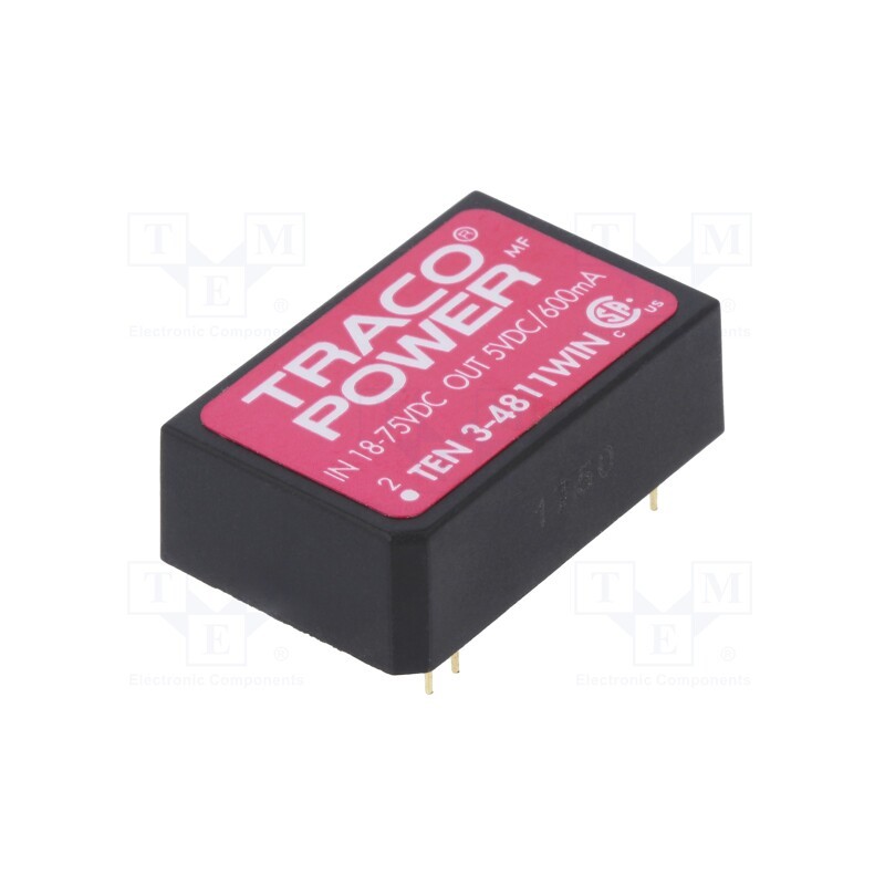 1 pcs x TRACO POWER - TEN 3-4811WIN - Converter: DC/DC, 3W, Uin: 18÷75V, Uout: 5VDC, Iout: 600mA, DIP24