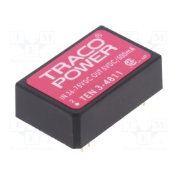 1 pcs x TRACO POWER - TEN 3-4811 - Converter: DC/DC, 3W, Uin: 36÷72V, Uout: 5VDC, Iout: 500mA, DIP24
