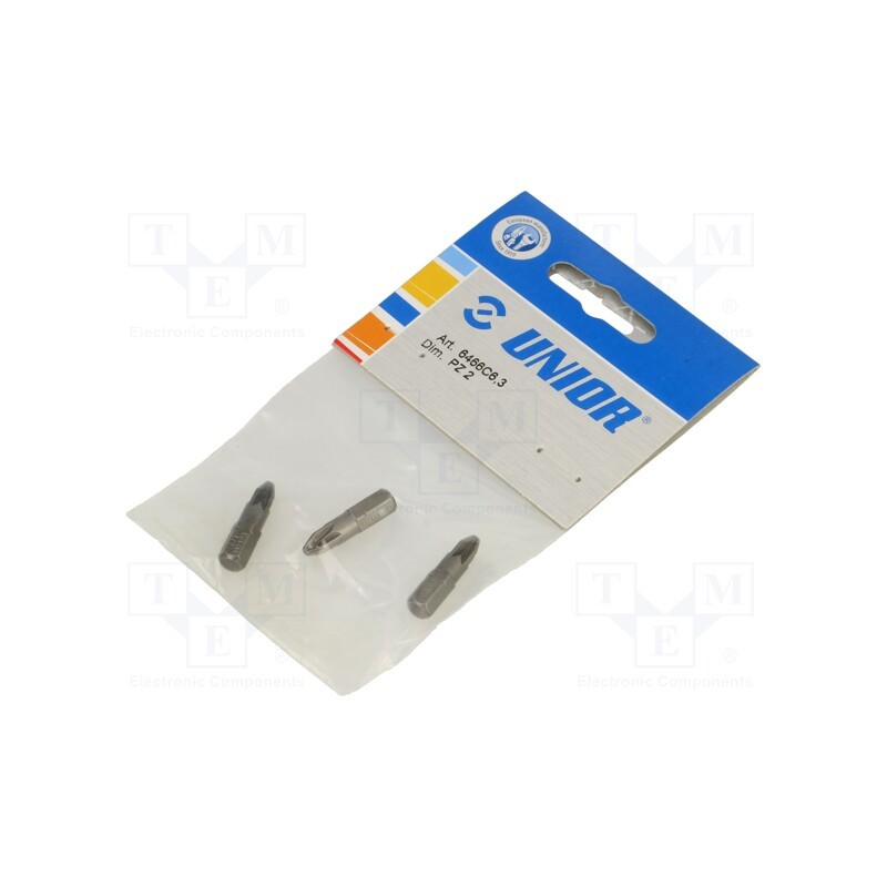 1 pcg x UNIOR - 602398 - Screwdriver bit, Pozidriv®, PZ2, Overall len: 25mm, 3pcs.