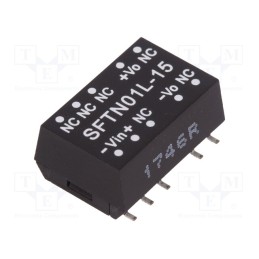 1 pcs x MEAN WELL - SFTN01L-15 - Converter: DC/DC, 1W, Uin: 4.5÷5.5V, Uout: 15VDC, Iout: 67mA, SMD