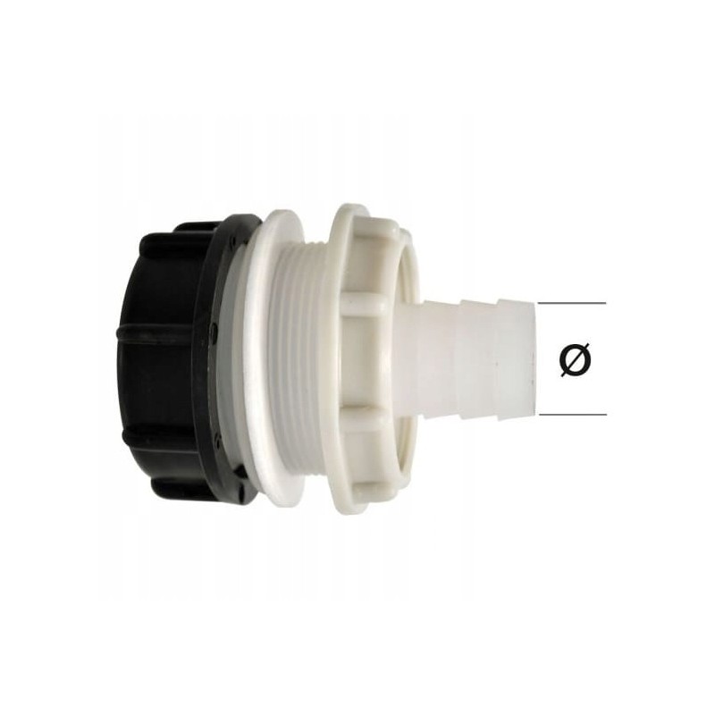 Straight connector 30 mm with nut and seal
