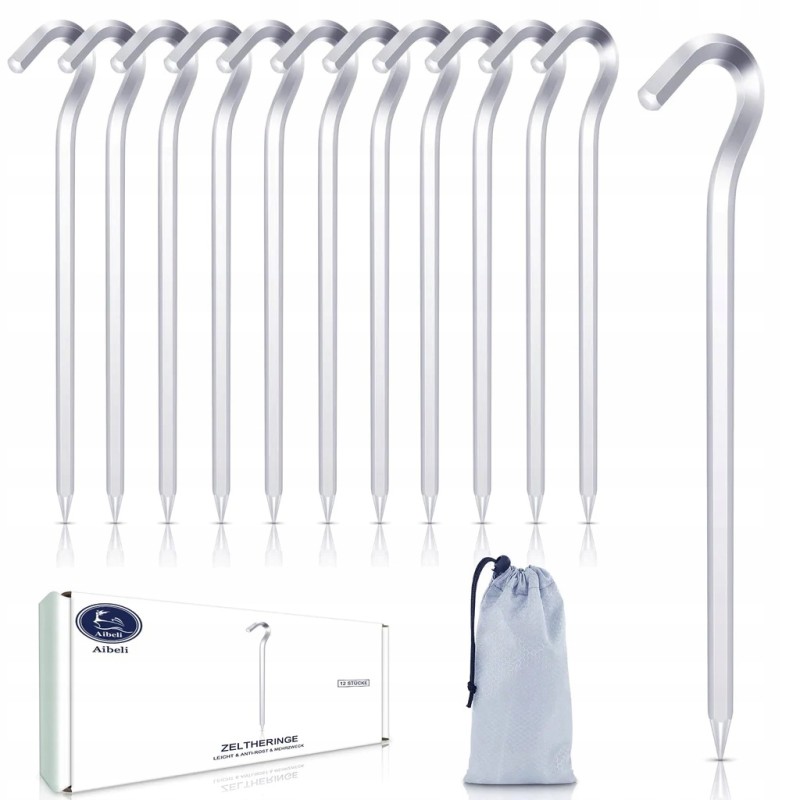 Tent peg pins 19 cm with eyelet, 12 pcs