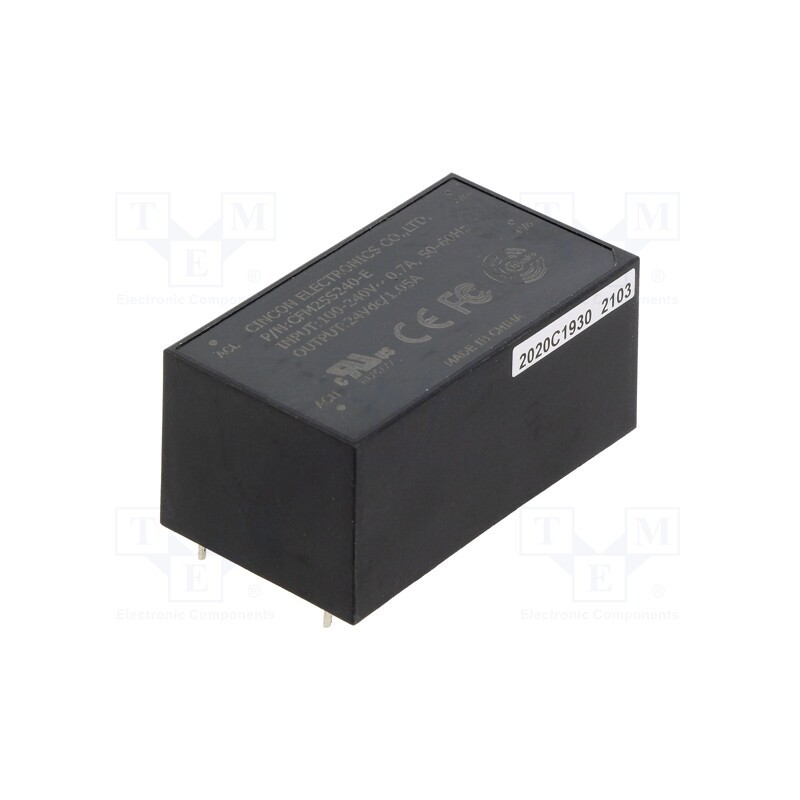 1 pcs x CINCON - CFM25S240-E - Converter: AC/DC, 25W, 90÷264VAC, Usup: 120÷370VDC, Uout: 24VDC