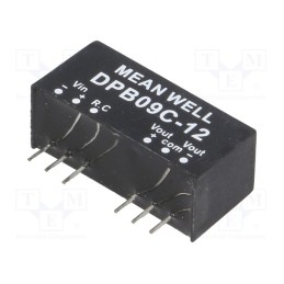 1 pcs x MEAN WELL - DPB09C-12 - Converter: DC/DC, 9W, Uin: 36÷75V, Uout: 12VDC, Uout2: -12VDC, SIP8