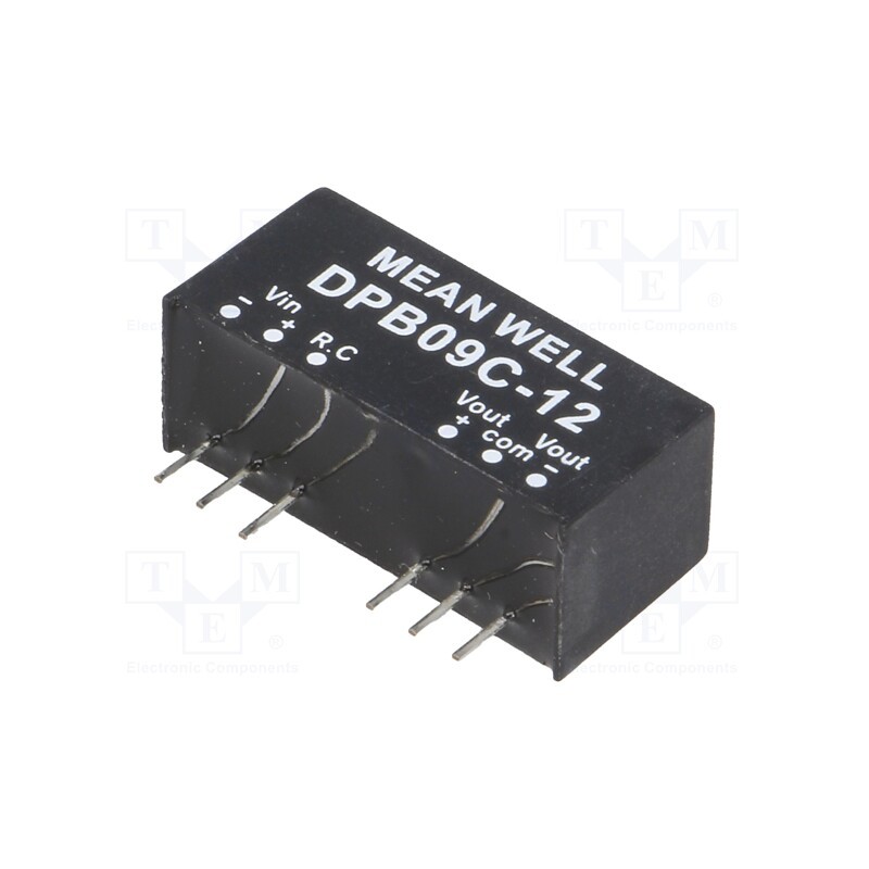 1 pcs x MEAN WELL - DPB09C-12 - Converter: DC/DC, 9W, Uin: 36÷75V, Uout: 12VDC, Uout2: -12VDC, SIP8