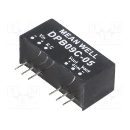 1 pcs x MEAN WELL - DPB09C-05 - Converter: DC/DC, 9W, Uin: 36÷75V, Uout: 5VDC, Uout2: -5VDC, SIP8