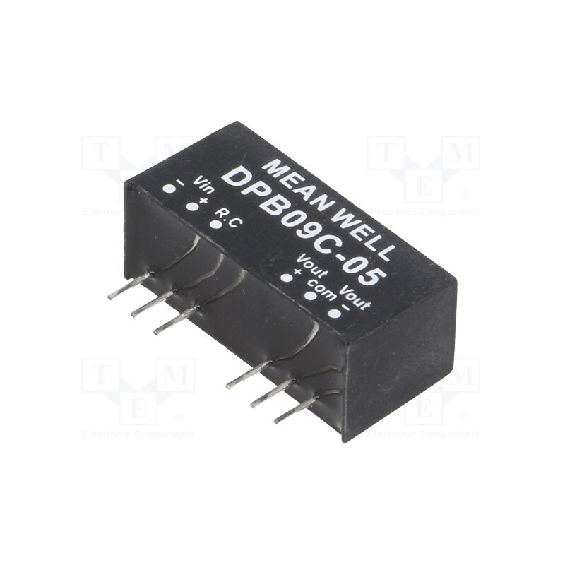 1 pcs x MEAN WELL - DPB09C-05 - Converter: DC/DC, 9W, Uin: 36÷75V, Uout: 5VDC, Uout2: -5VDC, SIP8