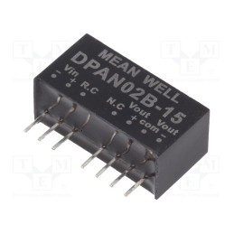 1 pcs x MEAN WELL - DPAN02B-15 - Converter: DC/DC, 2W, Uin: 18÷36V, Uout: 15VDC, Uout2: -15VDC, SIP8