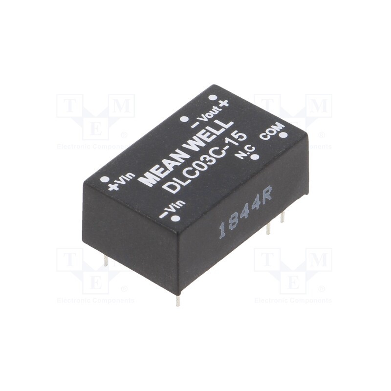 1 pcs x MEAN WELL - DLC03C-15 - Converter: DC/DC, 3W, Uin: 36÷75V, Uout: 15VDC, Uout2: -15VDC, DIP16