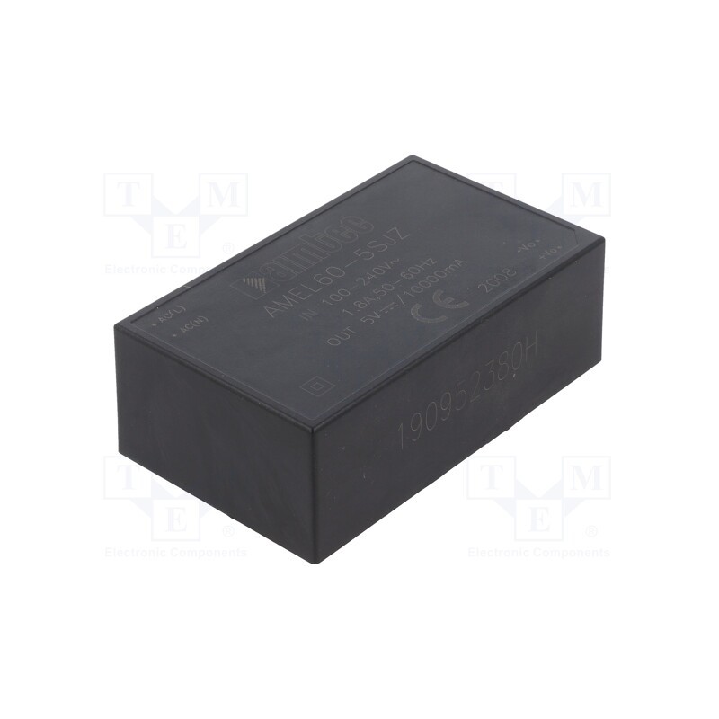 1 pcs x AIMTEC - AMEL60-5SJZ - Converter: AC/DC, 50W, 85÷264VAC, Usup: 100÷370VDC, Uout: 5VDC, 84%