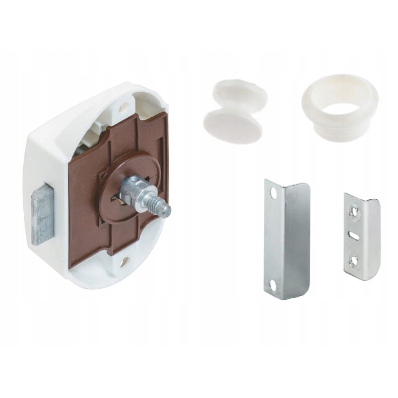 Push lock furniture lock for a trailer, white set