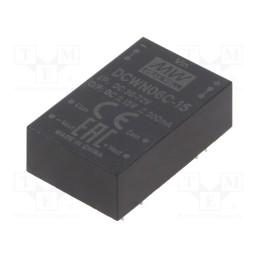 1 pcs x MEAN WELL - DCWN06C-15 - Converter: DC/DC, 6W, Uin: 36÷72V, Uout: 15VDC, Uout2: -15VDC, DIP24