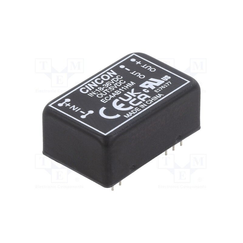 1 pcs x CINCON - EC4AB11HM - Converter: DC/DC, 5/6W, Uin: 18÷36V, Uout: 5VDC, Iout: 1000mA, DIP24
