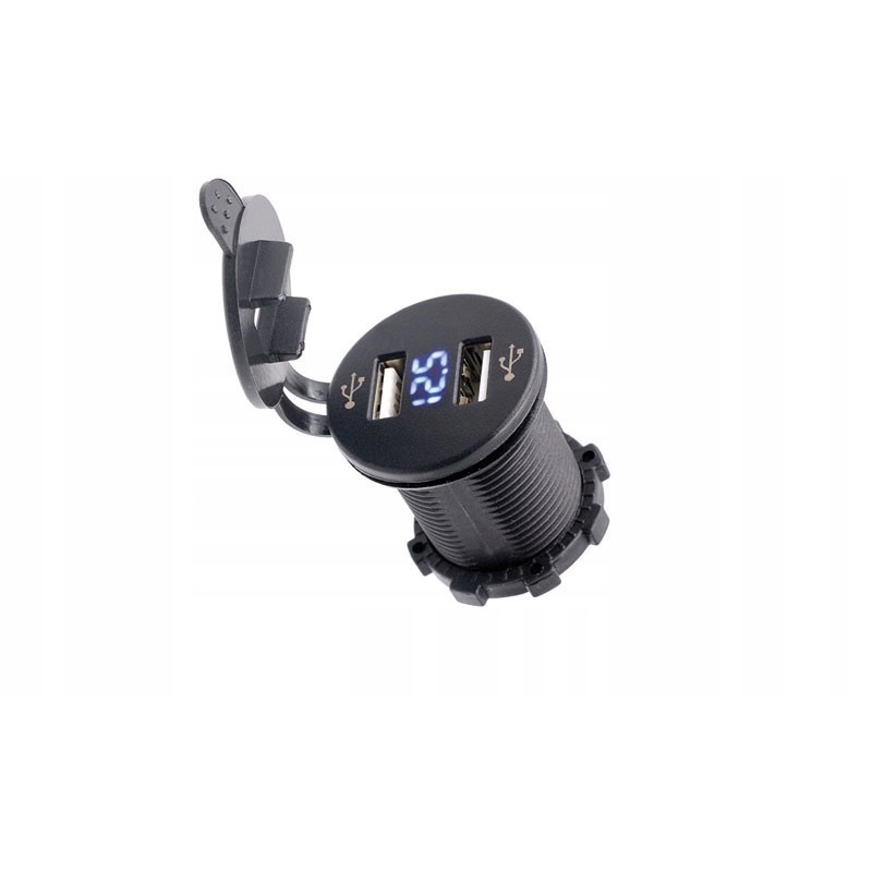 Socket 2x USB 12 24v voltmeter charger