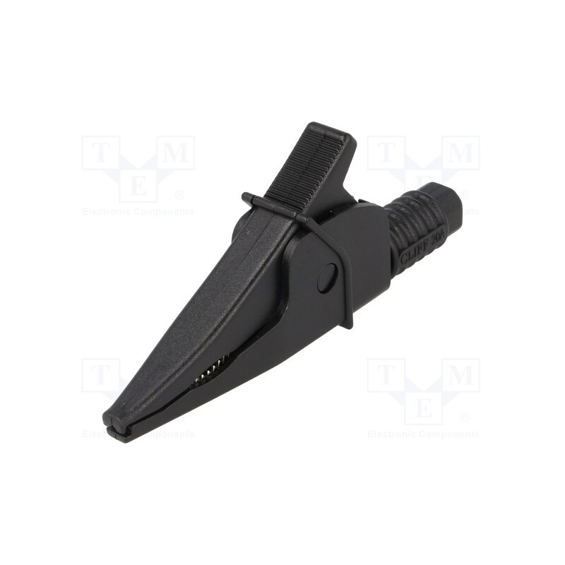 1 pcs x CLIFF - FCR79900B - Crocodile clip, 20A, black, max.39mm, 1kV, Connection: 4mm socket