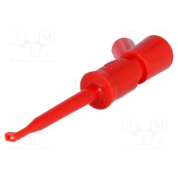 1 pcs x HIRSCHMANN T&M - KLEPS 2 BU RT - Clip-on probe, hook type, 6A, 60VDC, red, Grip capac: max.2mm, 2mm