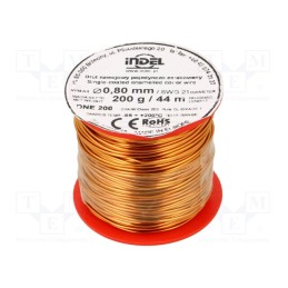 1 rol x INDEL - DNE0,80-200G - Coil wire, single coated enamelled, 0.8mm, 0.2kg, -65÷200°C