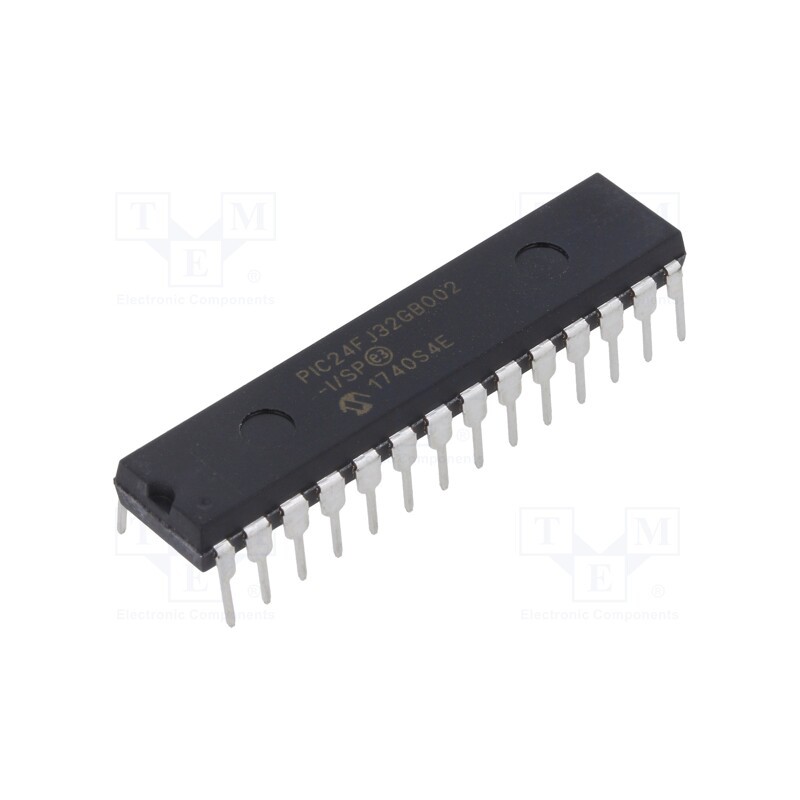 1 pcs x MICROCHIP TECHNOLOGY - PIC24FJ32GB002-I/SP - IC: PIC microcontroller, 32kB, 32MHz, THT, DIP28, PIC24, 8kBSRAM