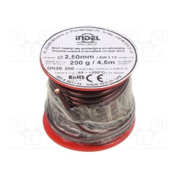 1 rol x INDEL - DN2E2,5-200G - Coil wire, double coated enamelled, 2.5mm, 0.2kg, -65÷200°C