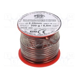 1 rol x INDEL - DN2E2,2-200G - Coil wire, double coated enamelled, 2.2mm, 0.2kg, -65÷200°C