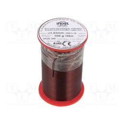 1 rol x INDEL - DN2E1,50-500G - Coil wire, double coated enamelled, 1.5mm, 0.5kg, -65÷200°C