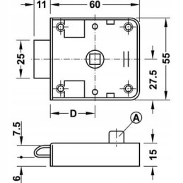 Wardrobe door lock with 7mm rod intercamp bolt